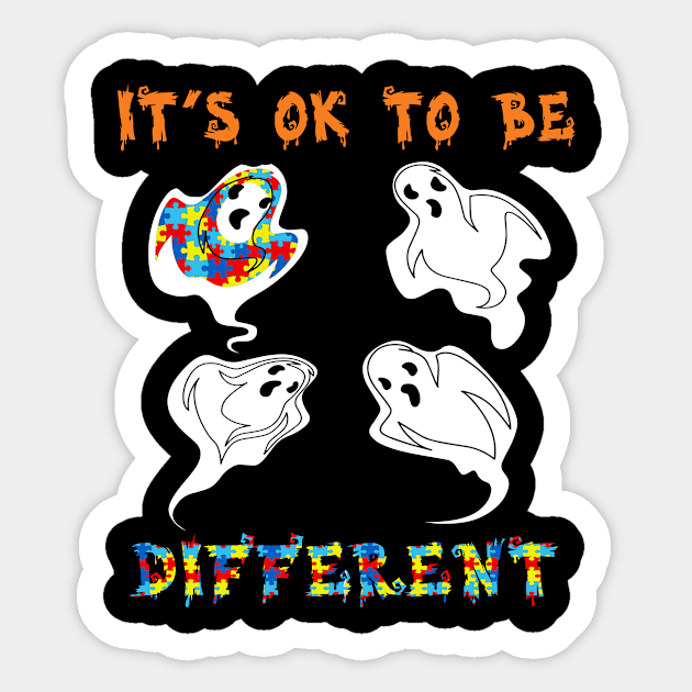 its ok to be different ghost halloween Sticker by BuzzTeeStore